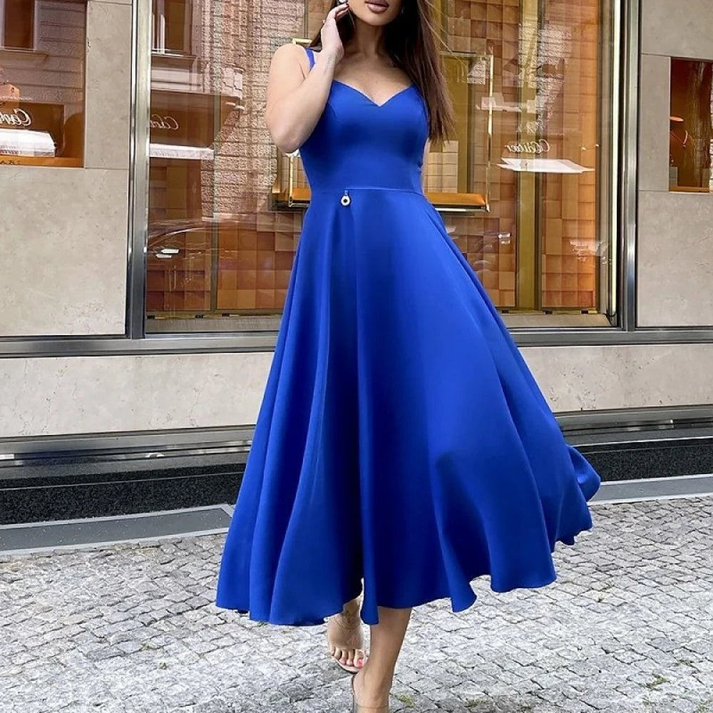 Midi Strap Dress with Zipper