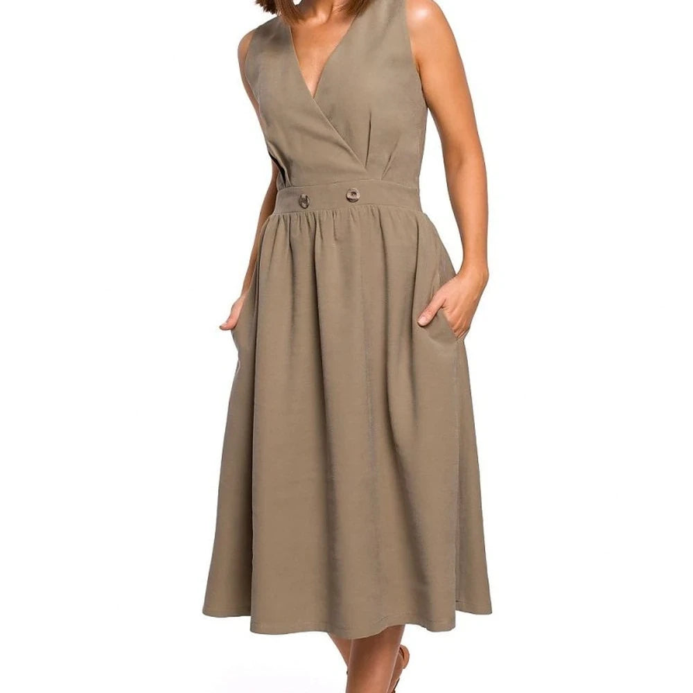 Flared Midi Dress with Belt