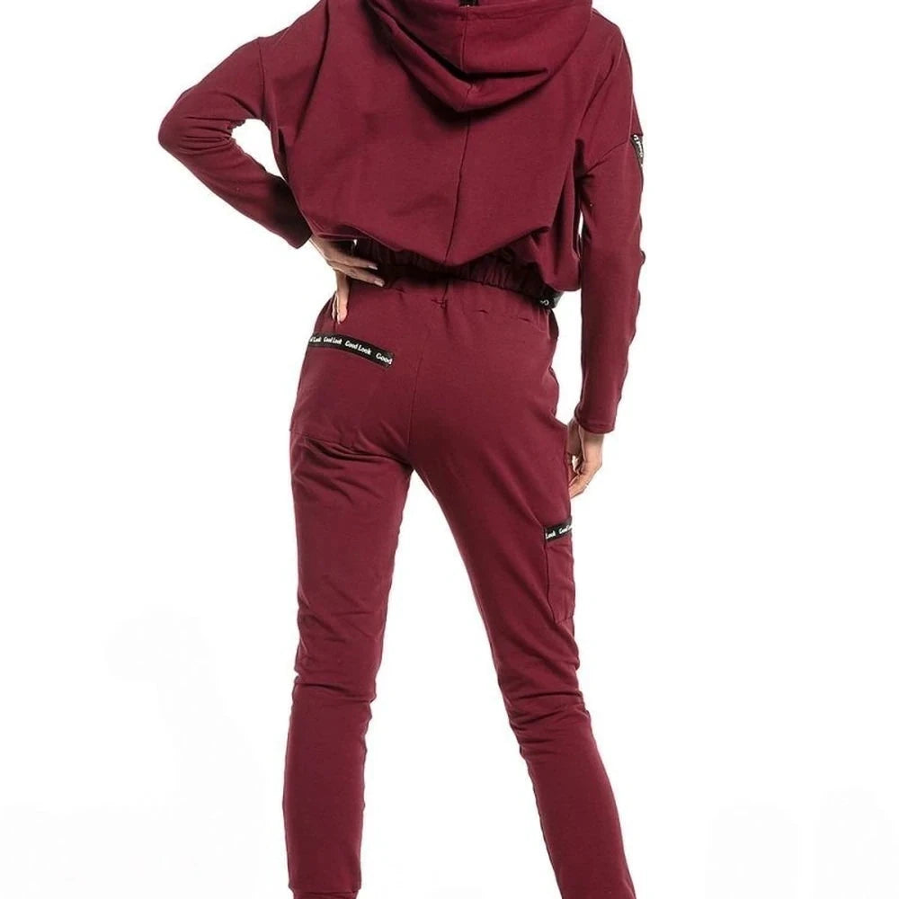 Red Cotton Blend Hooded Sweatshirt