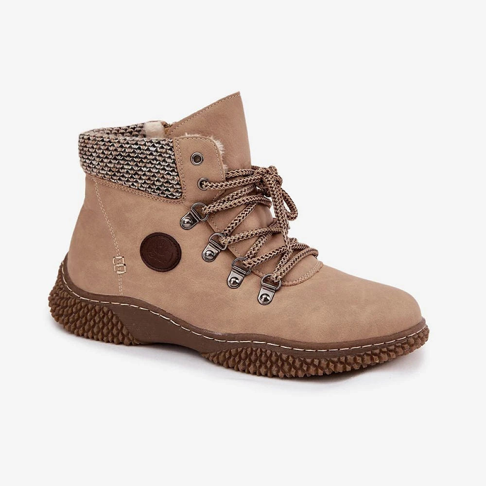 Women's Beige Fur Lined Ankle Boots