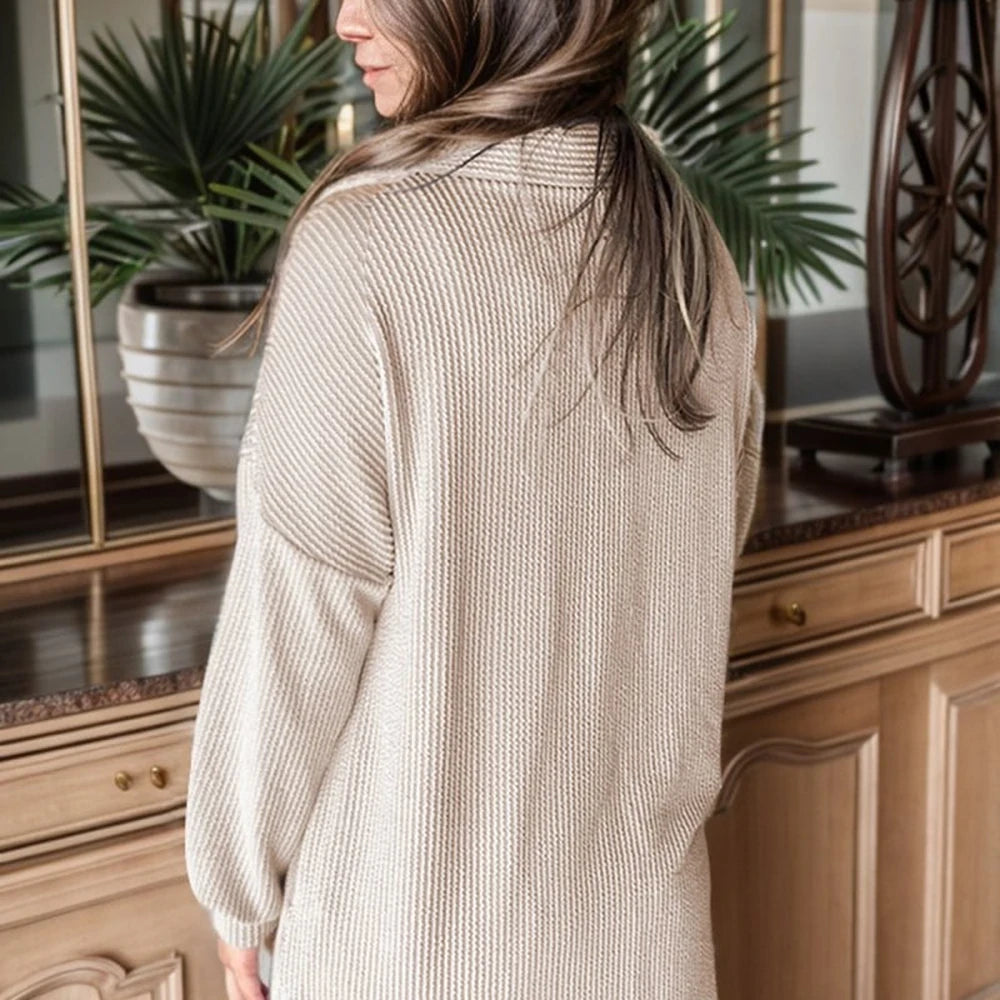 Sequin Button-Up Dropped Shoulder Jacket