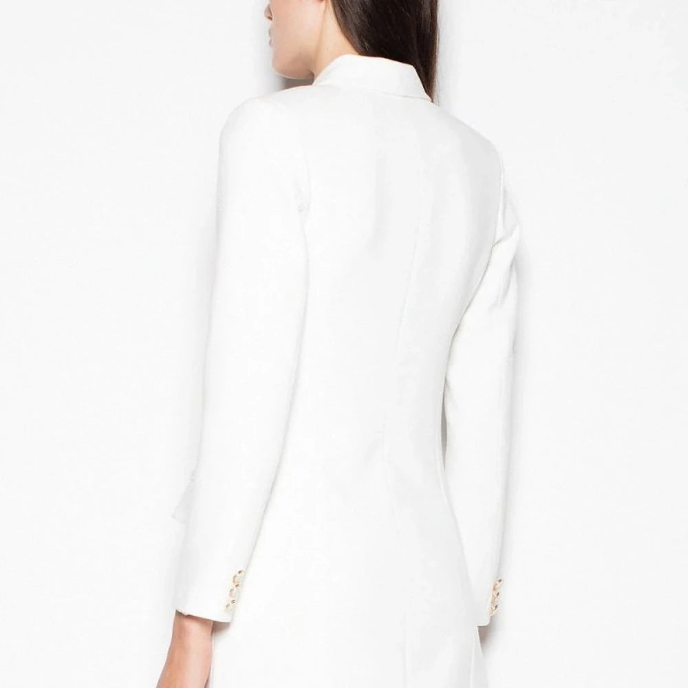 Beige Jacket Dress with Decorative Buttons