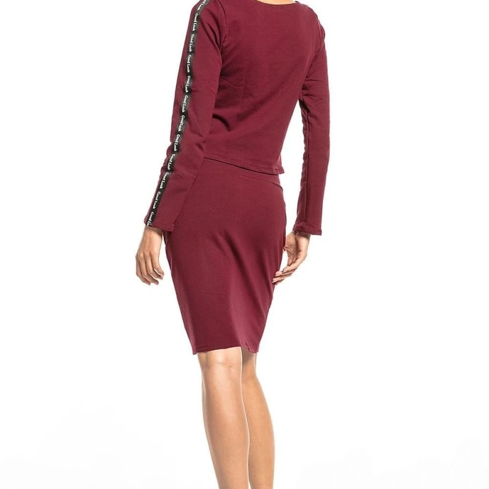 Red Straight Skirt with High Waist
