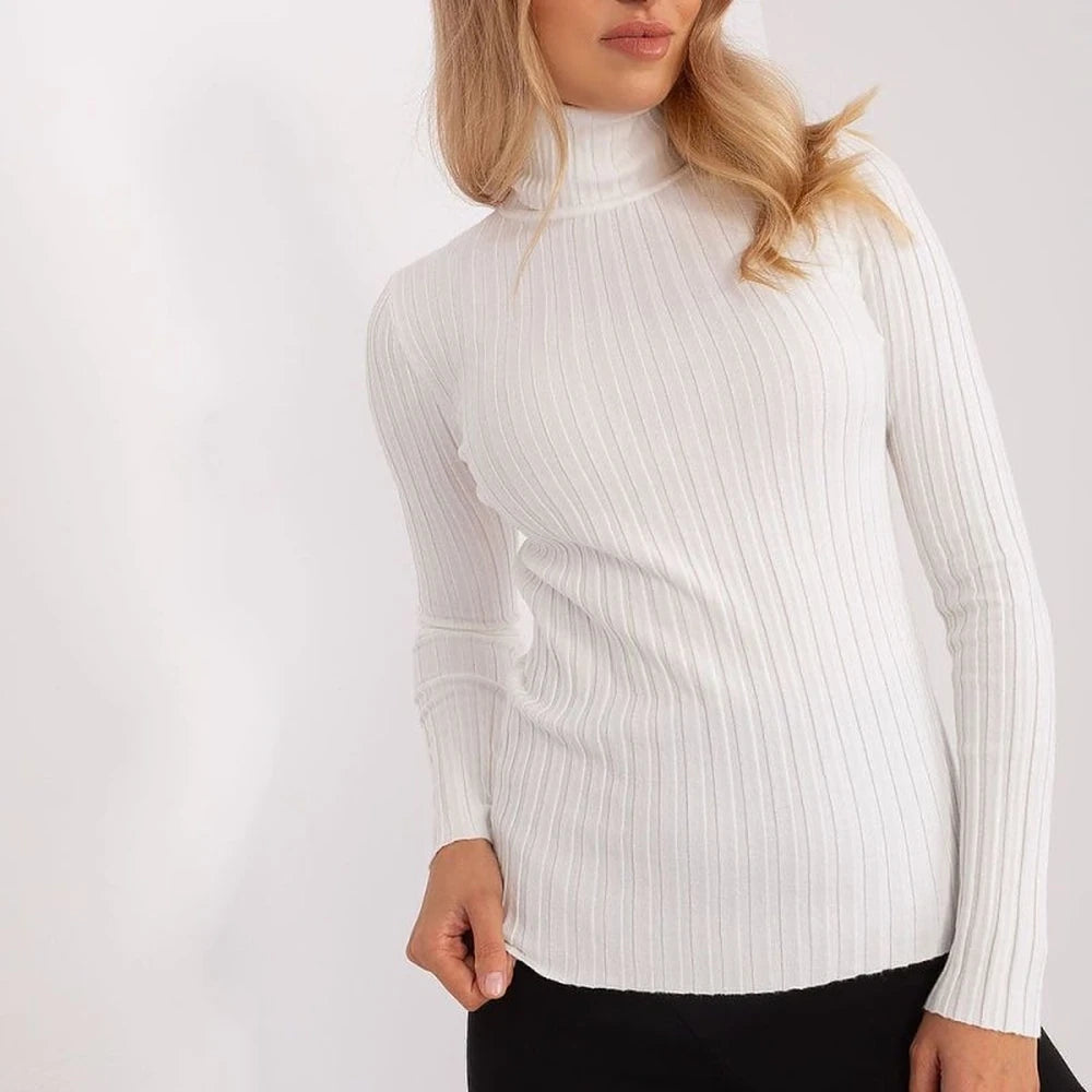 Ribbed Turtleneck Sweater with Soft Viscose