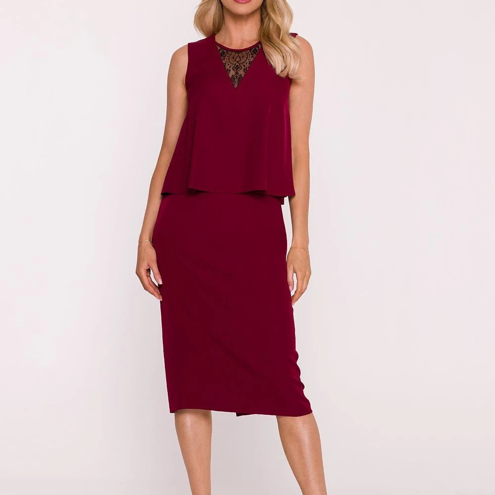Elegant Pencil Dress with Lace Detail