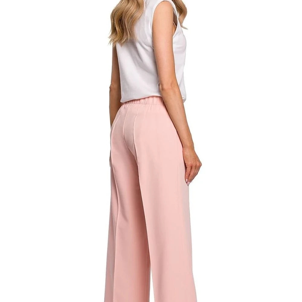 Wide Leg Trousers with Elastic Waistband
