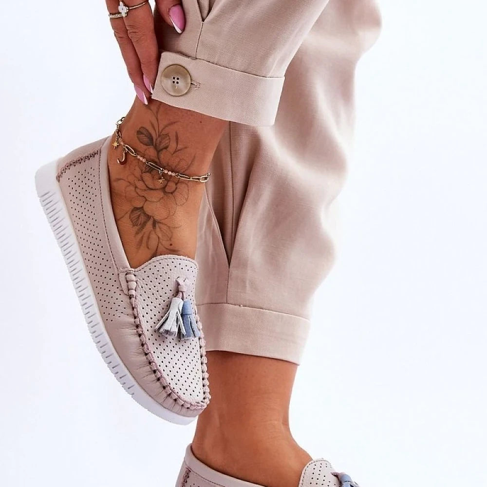 Women's Leather Moccasins with Tassels