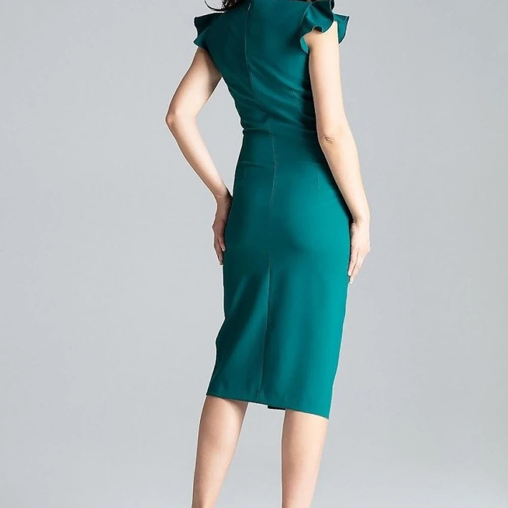 Knee-Length Cocktail Dress with Slit
