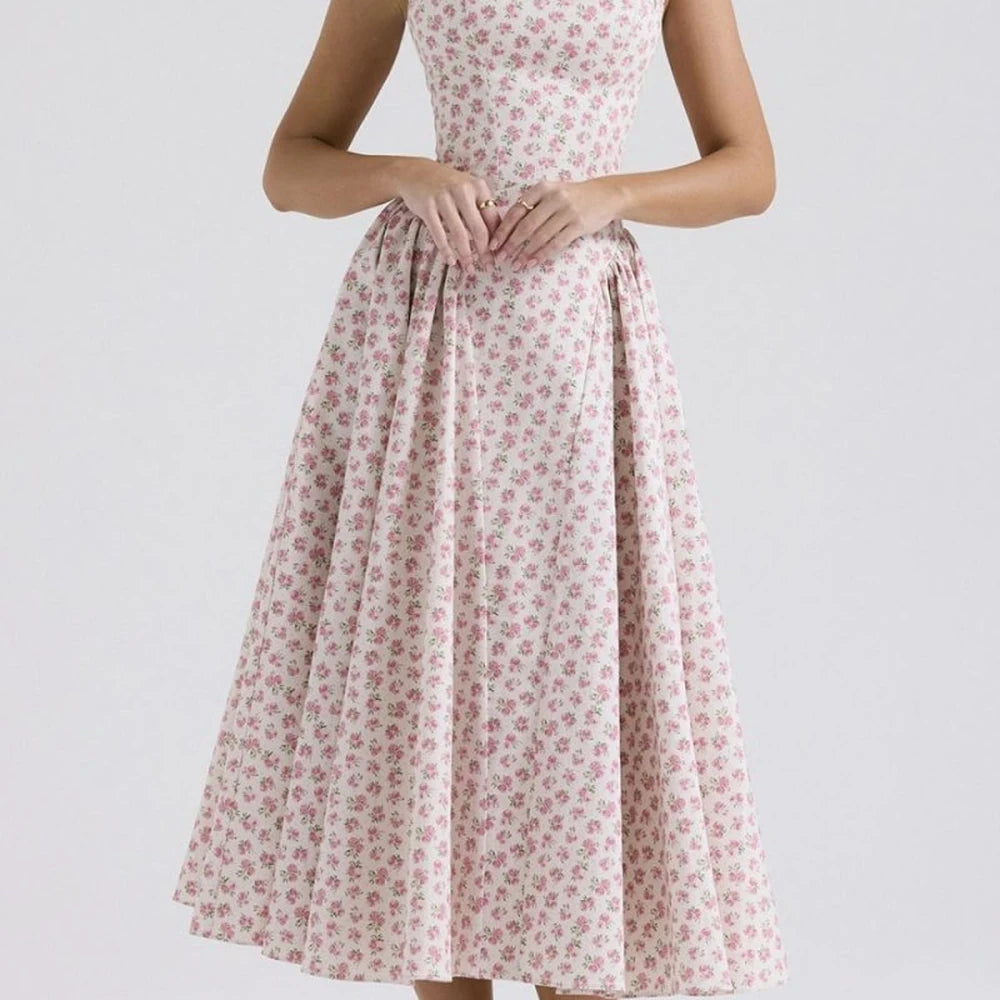 Floral Square Neck Midi Dress