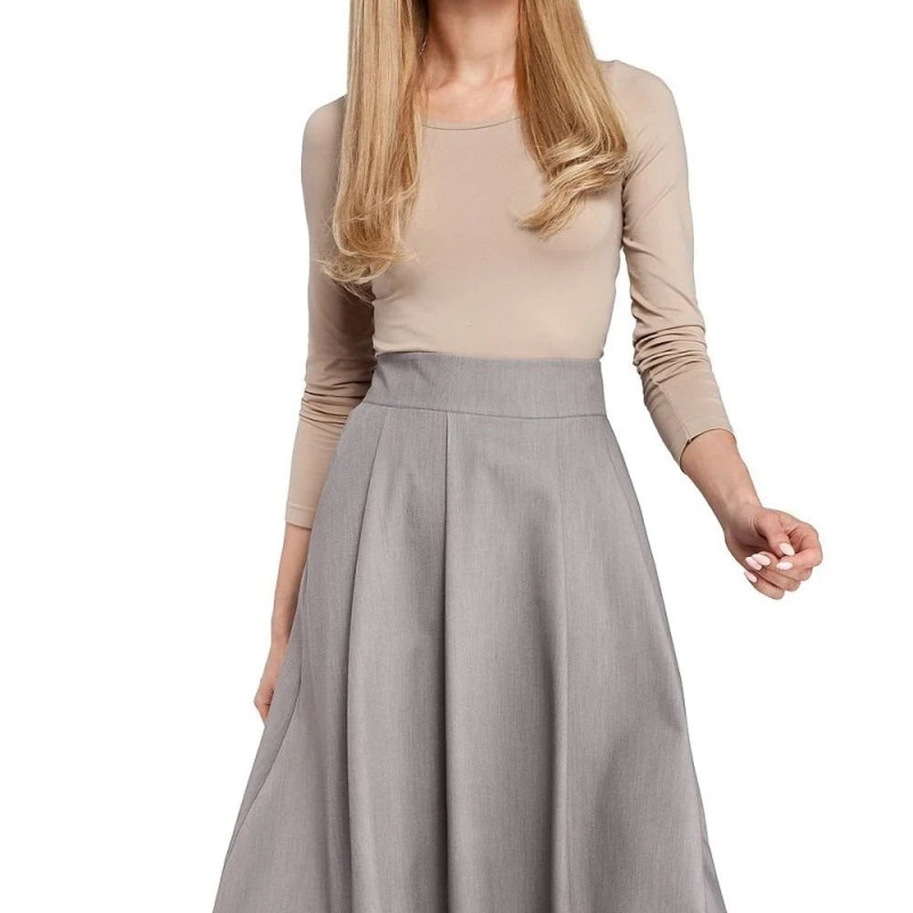 Knee-Length Flared Skirt with Pockets