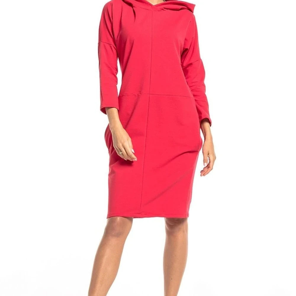 Knit Dress with Hood and Pockets
