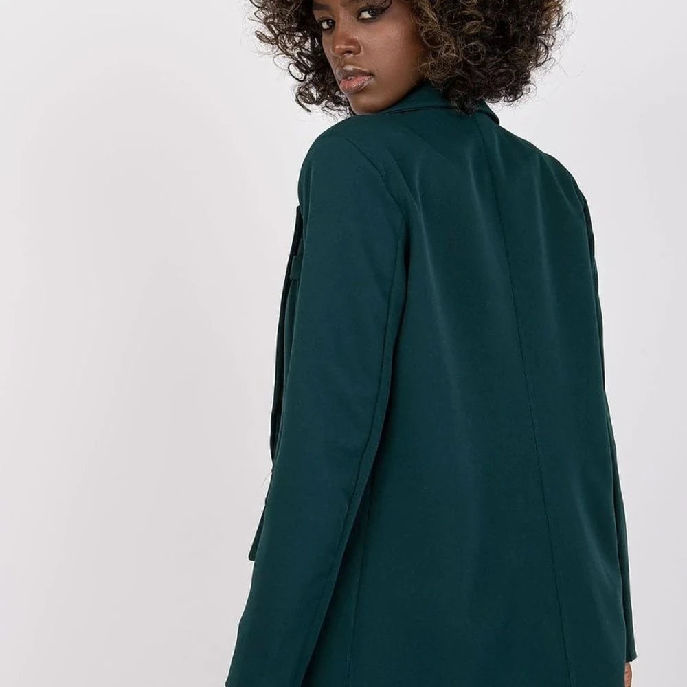 Long Sleeve Button Jacket with Shoulder Pads