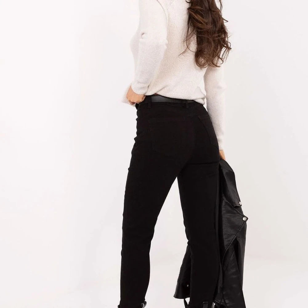High Waist Skinny Jeans with Belt