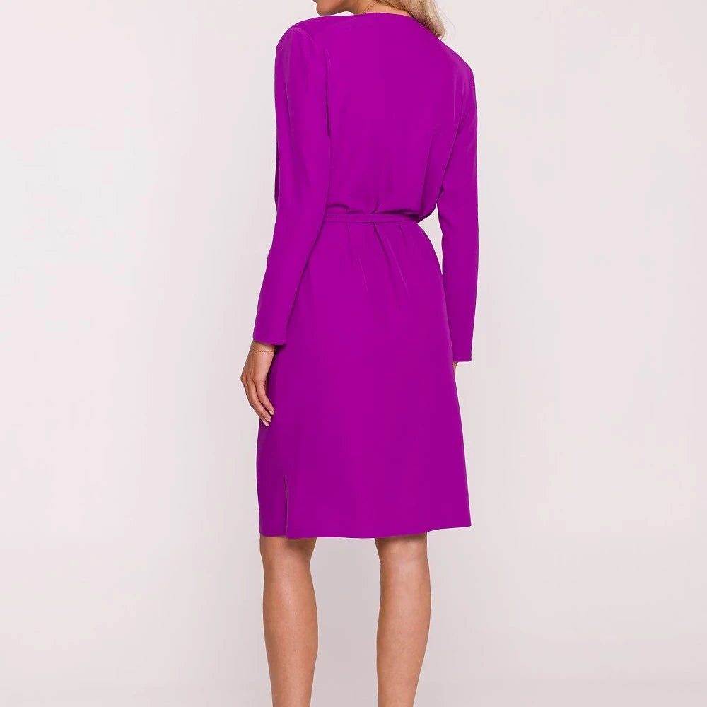Violet Pencil Dress with Water Neckline