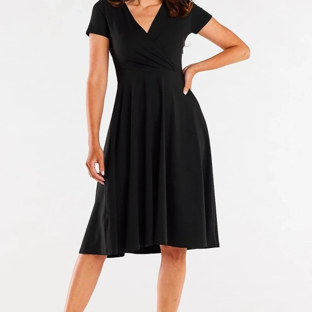 Midi Dress Envelope Neckline Short Sleeves