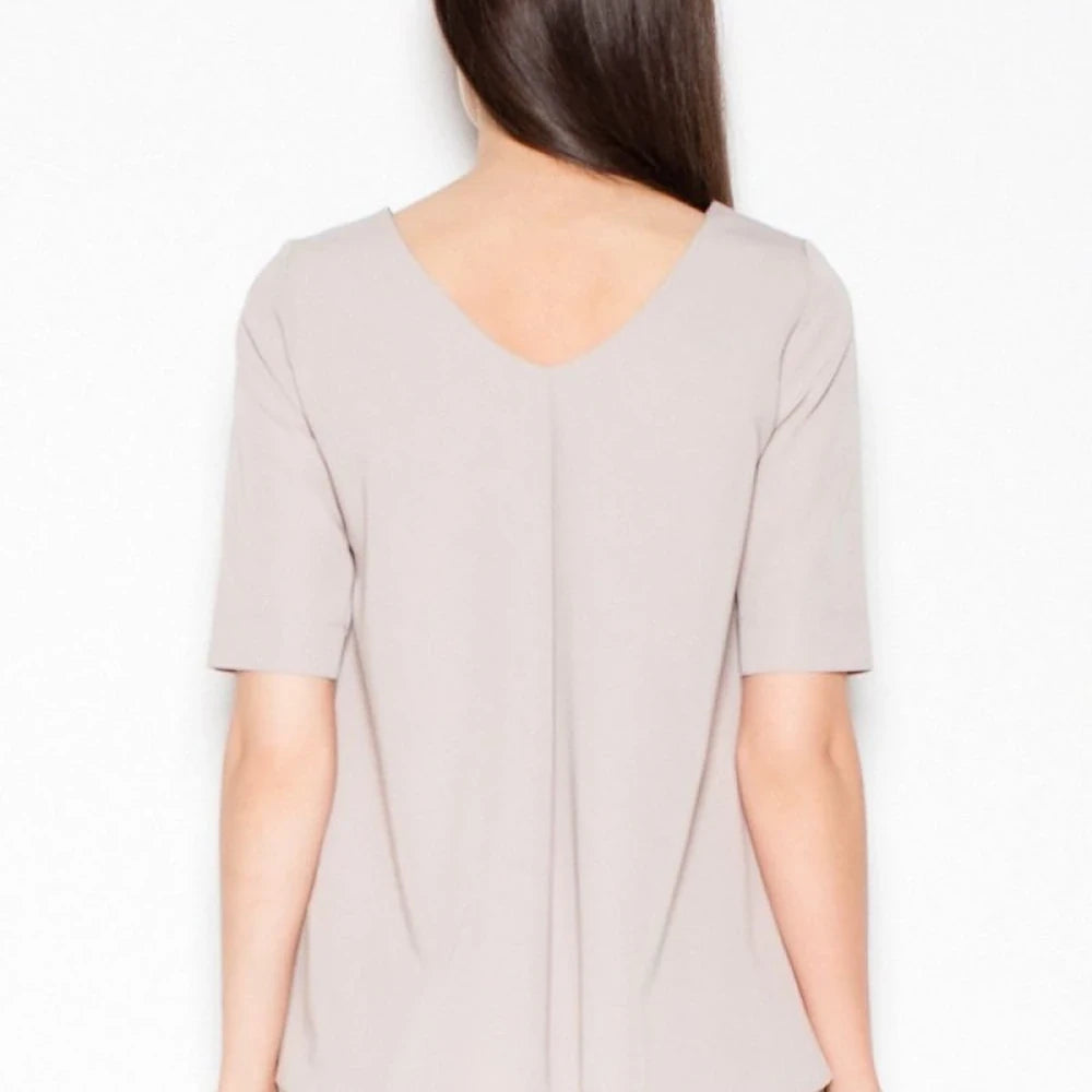 Short Sleeve Cut-Out Back Blouse