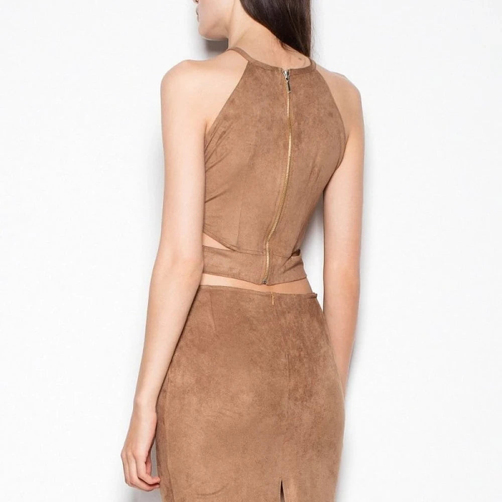 Suede Skirt & Blouse Set