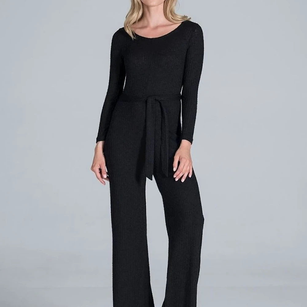 Women's Ribbed Knit Wide-Leg Jumpsuit