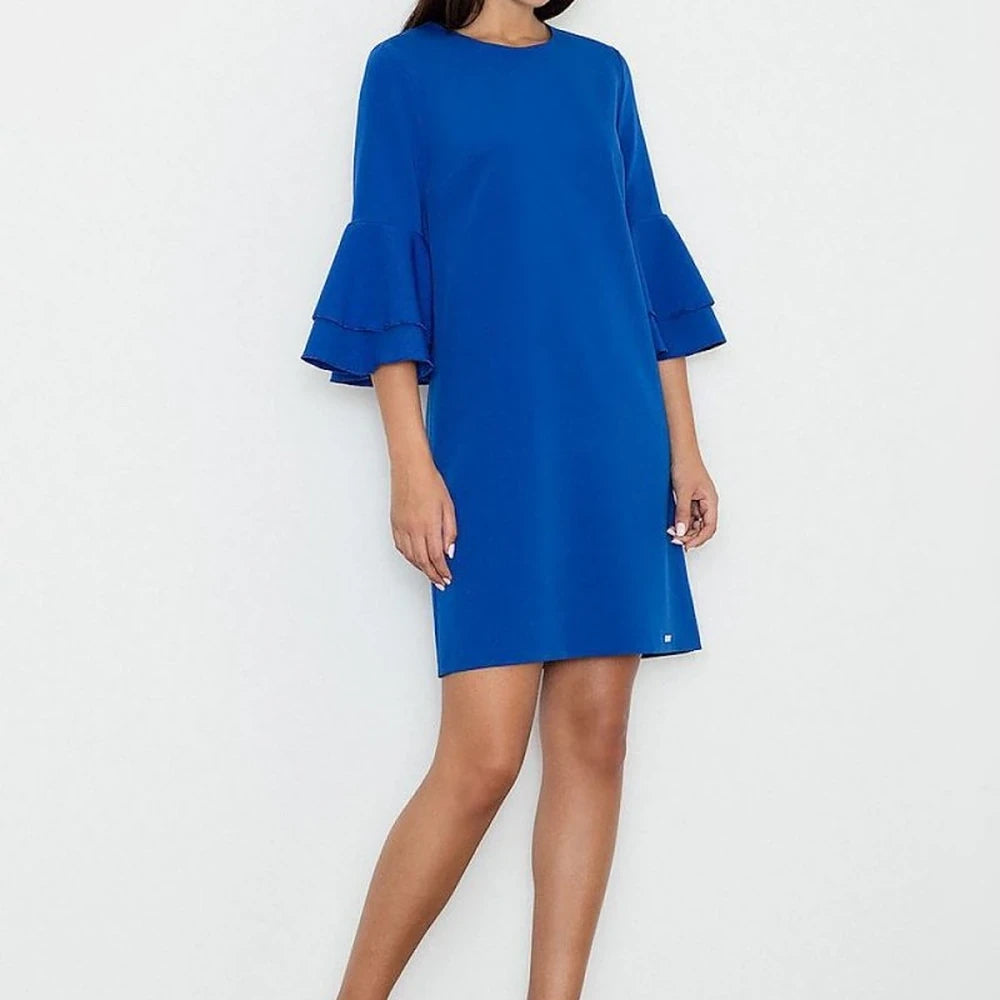Elegant Frilled Sleeve Dress - Black