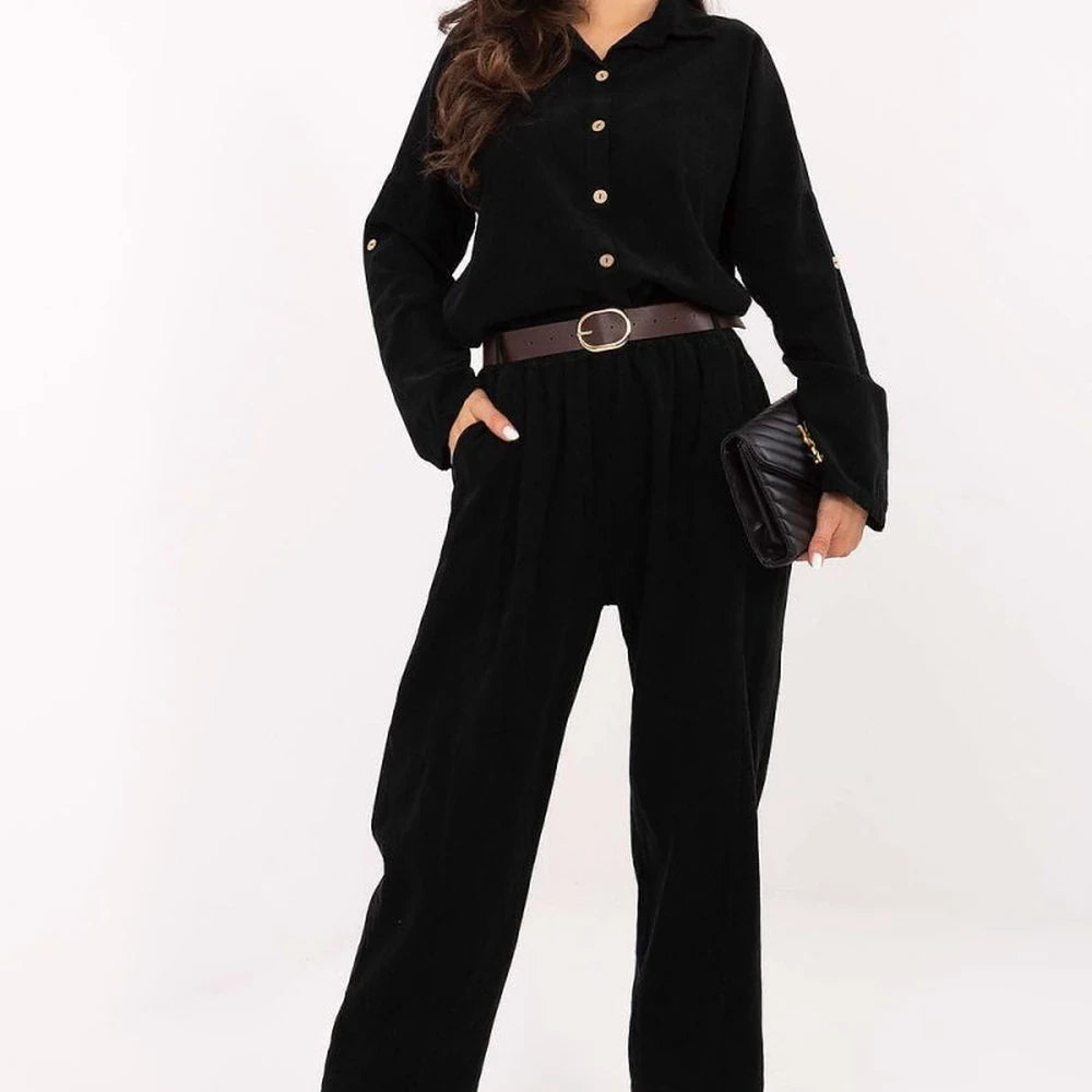 Corduroy Long Sleeve Shirt with Collar