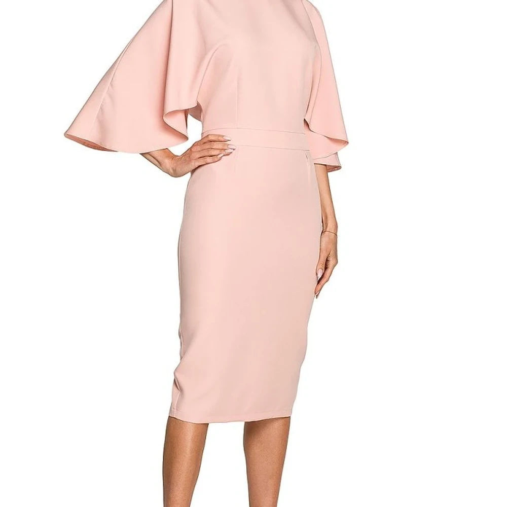 Knee-Length Cocktail Dress with Ruffled Sleeves