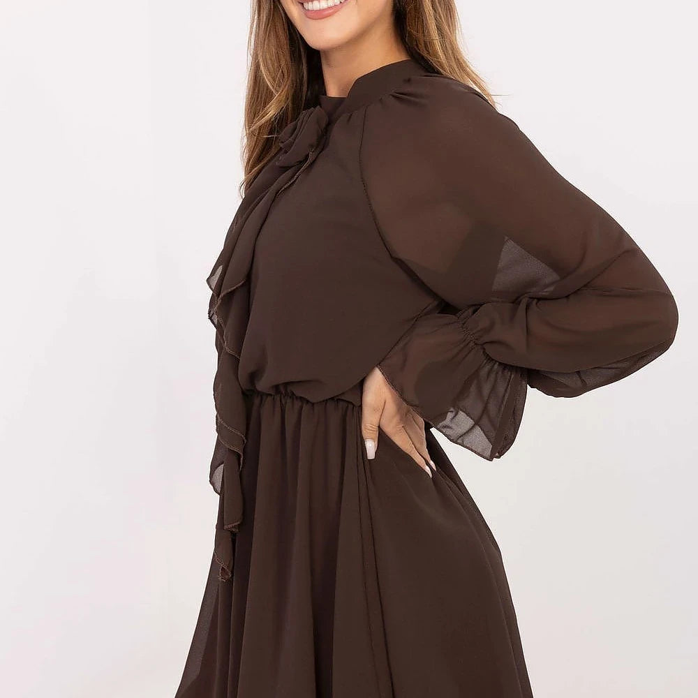 Flared Cocktail Dress with Jabot