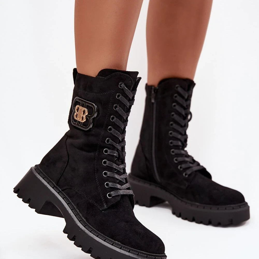 Urban Worker Boots with Zipper and Lacing