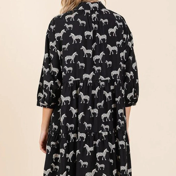 Zebra Print Button Down Mini Dress