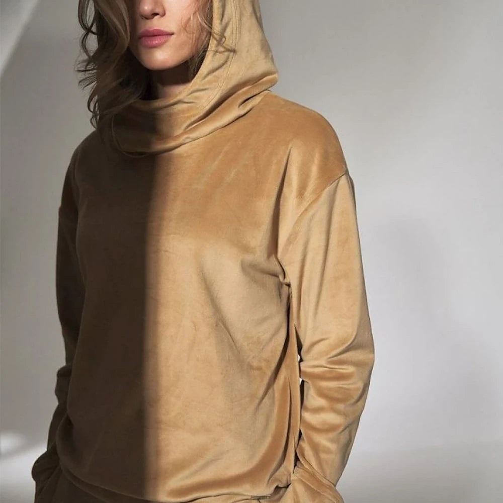 Green Velour Hooded Sweatshirt