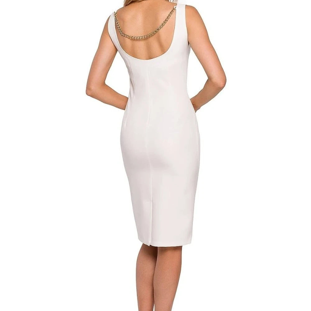 Women's Sleeveless Pencil Evening Dress with Back Chain
