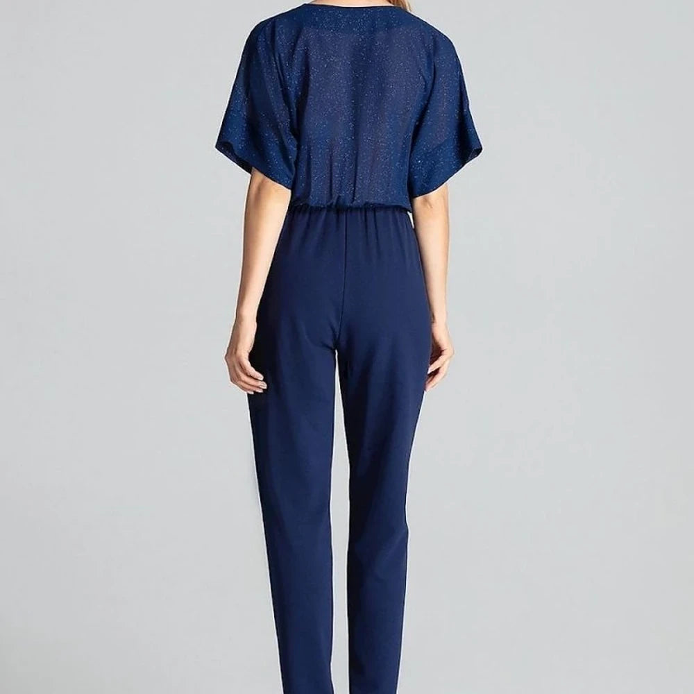 Elegant Navy Jumpsuit with Tapered Legs