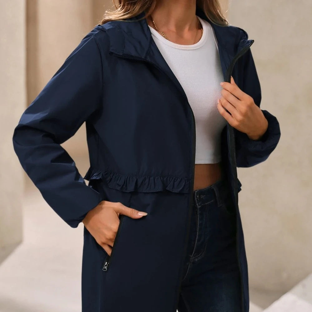 Waterproof Hooded Long Sleeve Windbreaker Jacket