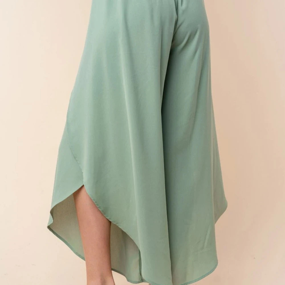 High Waisted Woven Pants with Tulip Hem