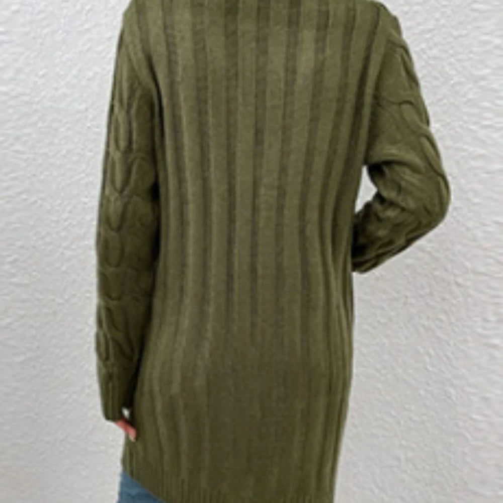 Cable-Knit Button Down Cardigan with Pockets