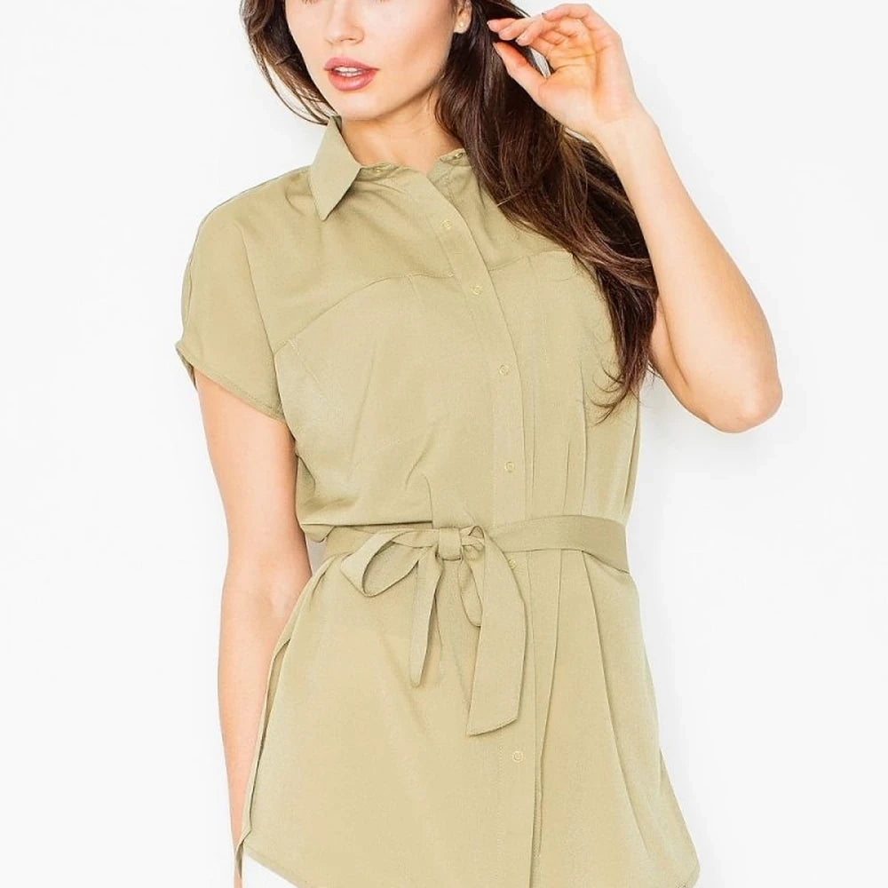 Women's Classic Short Sleeve Shirt with Sash