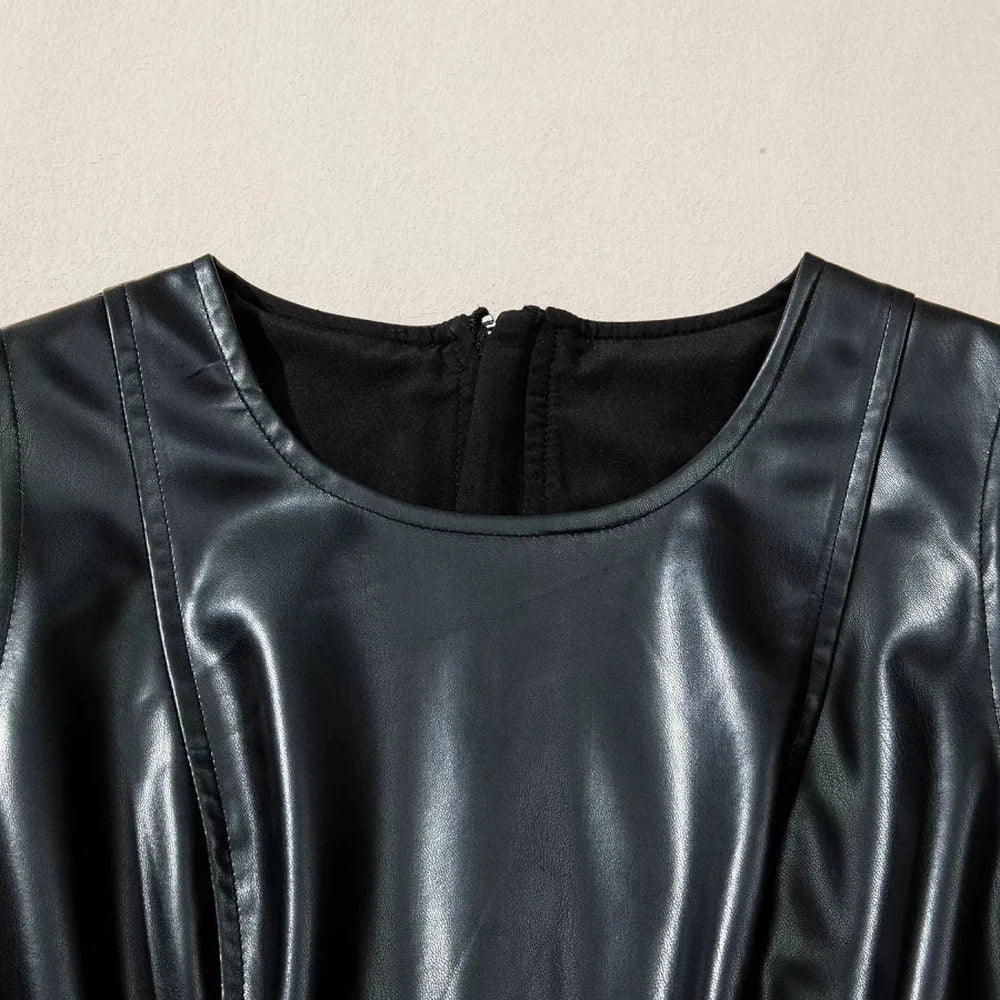 Sleeveless Faux Leather Mini Dress