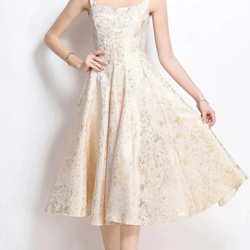 Floral A-Line Sleeveless Midi Dress