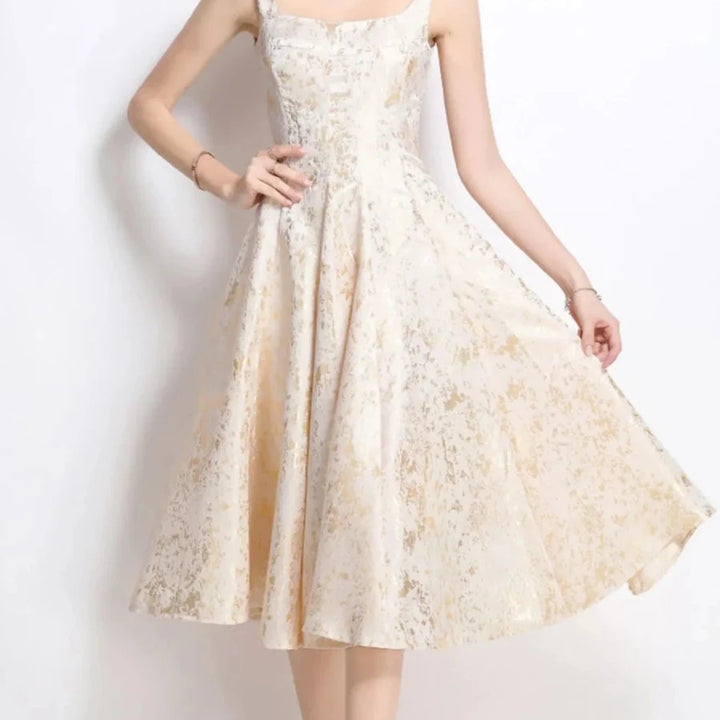 Floral A-Line Sleeveless Midi Dress