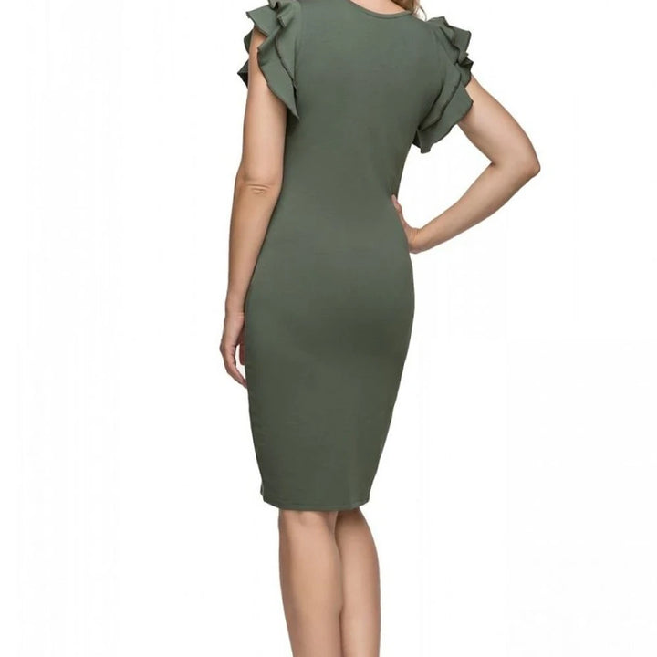 Knitted Evening Dress with Frill Sleeves