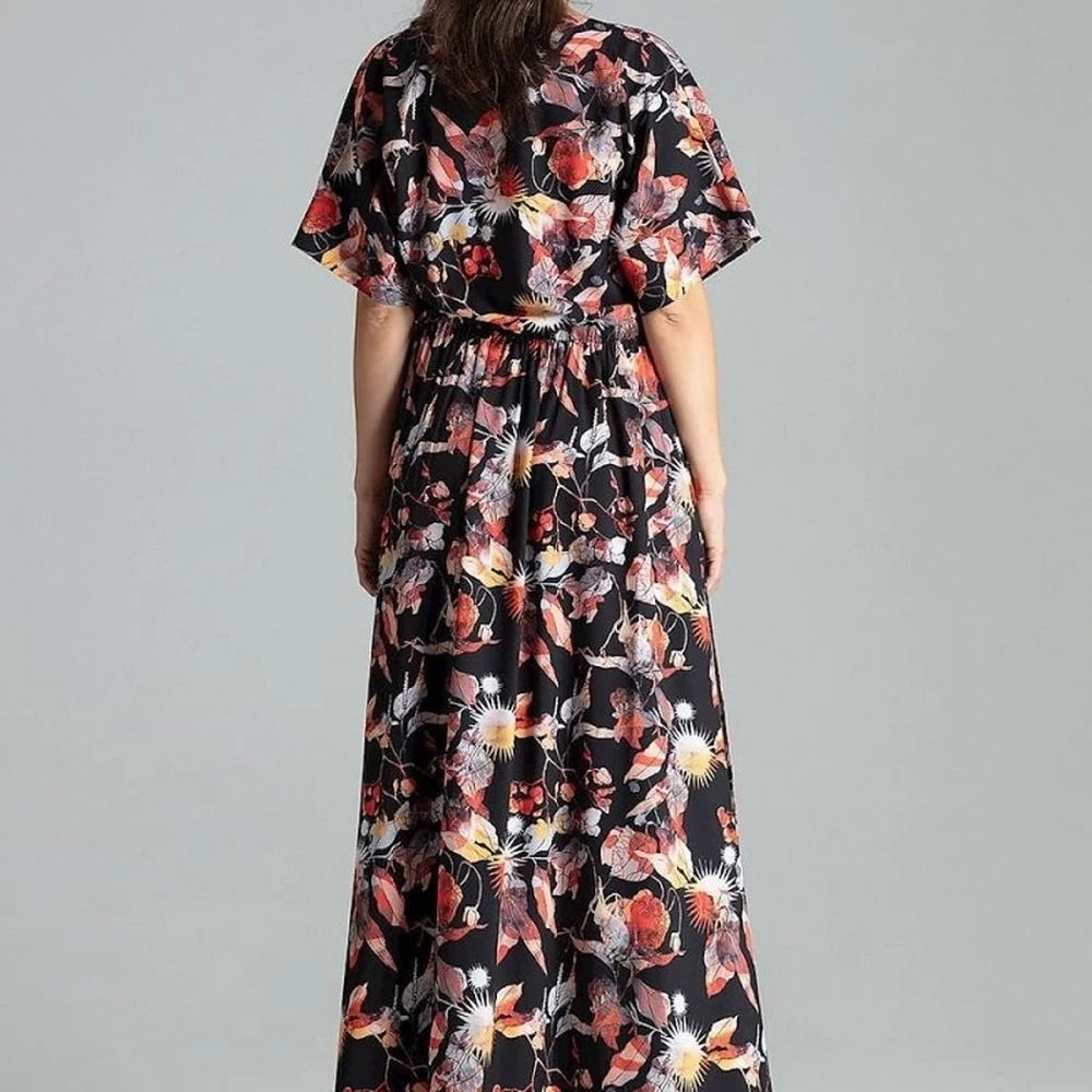 Long Floral Dress with Kimono Sleeves