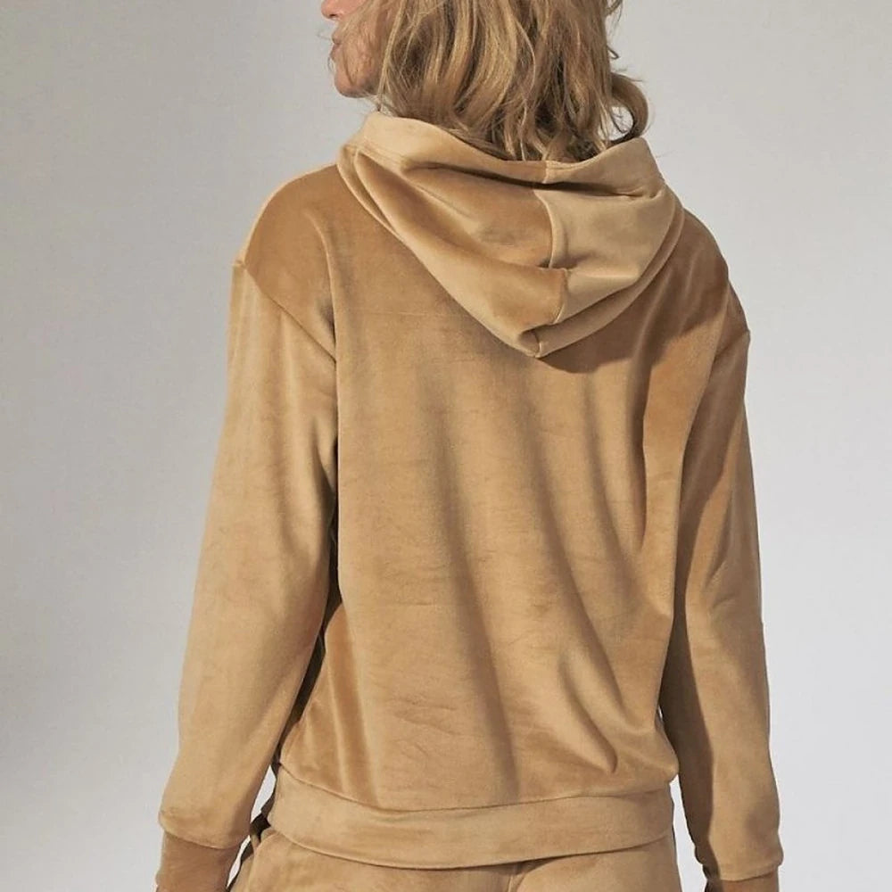 Green Velour Hooded Sweatshirt