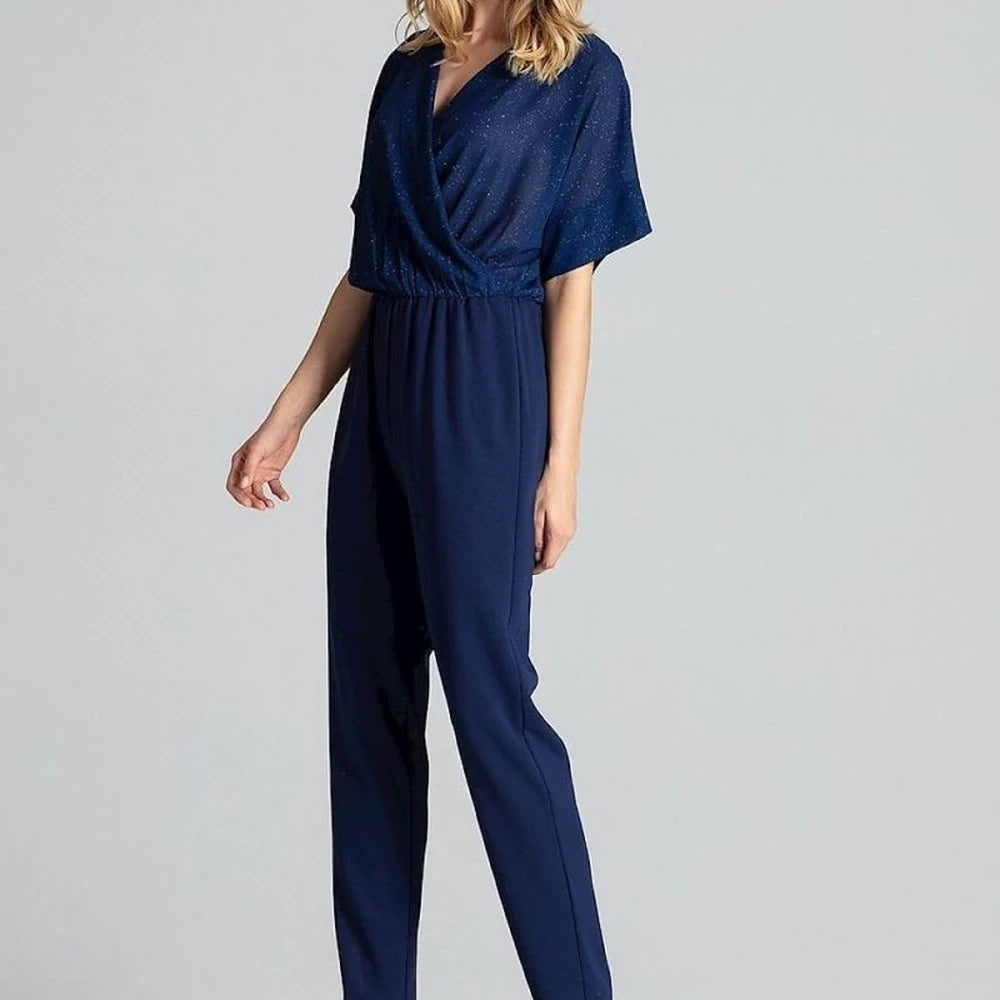 Elegant Navy Jumpsuit with Tapered Legs