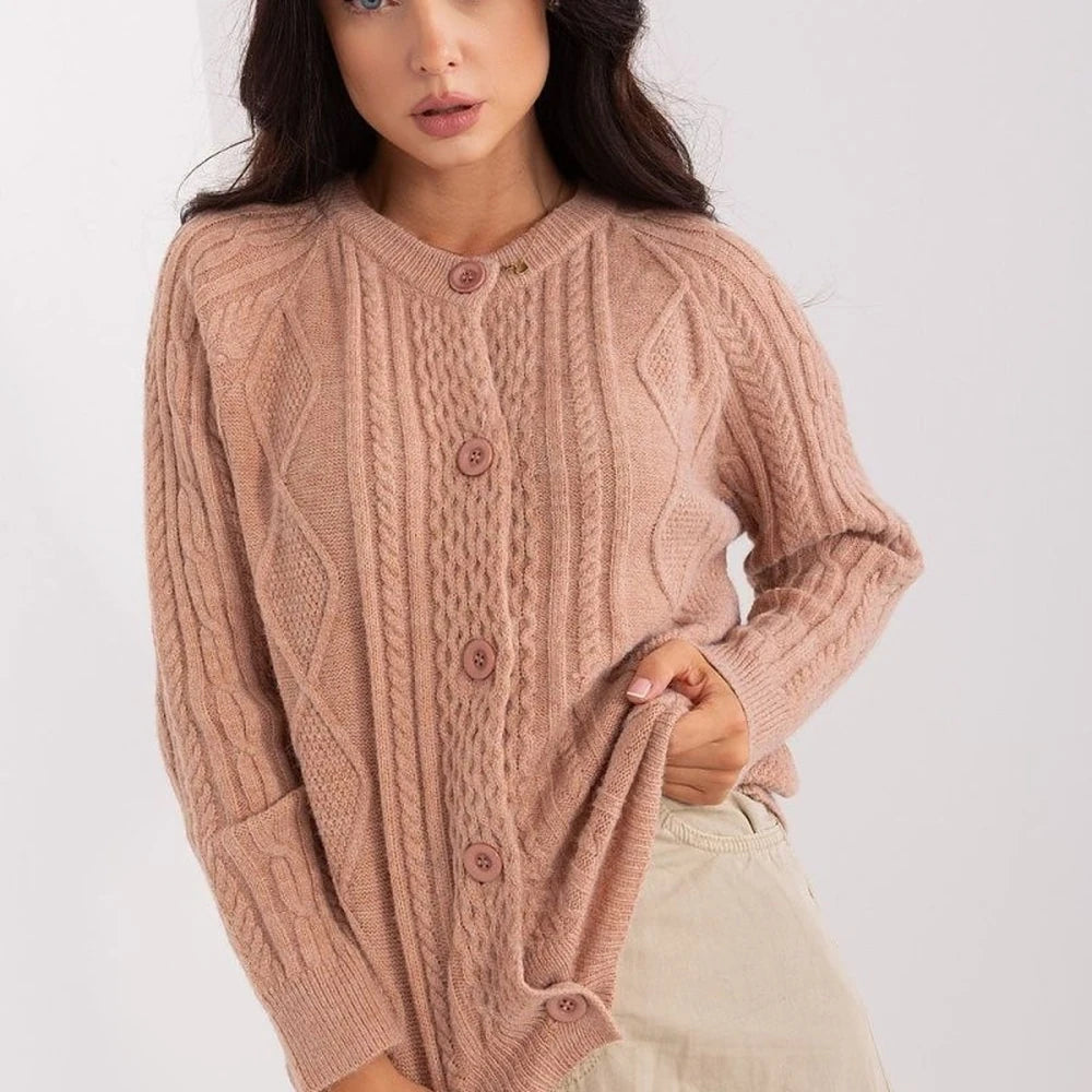 Variegated Texture Round Neck Cardigan