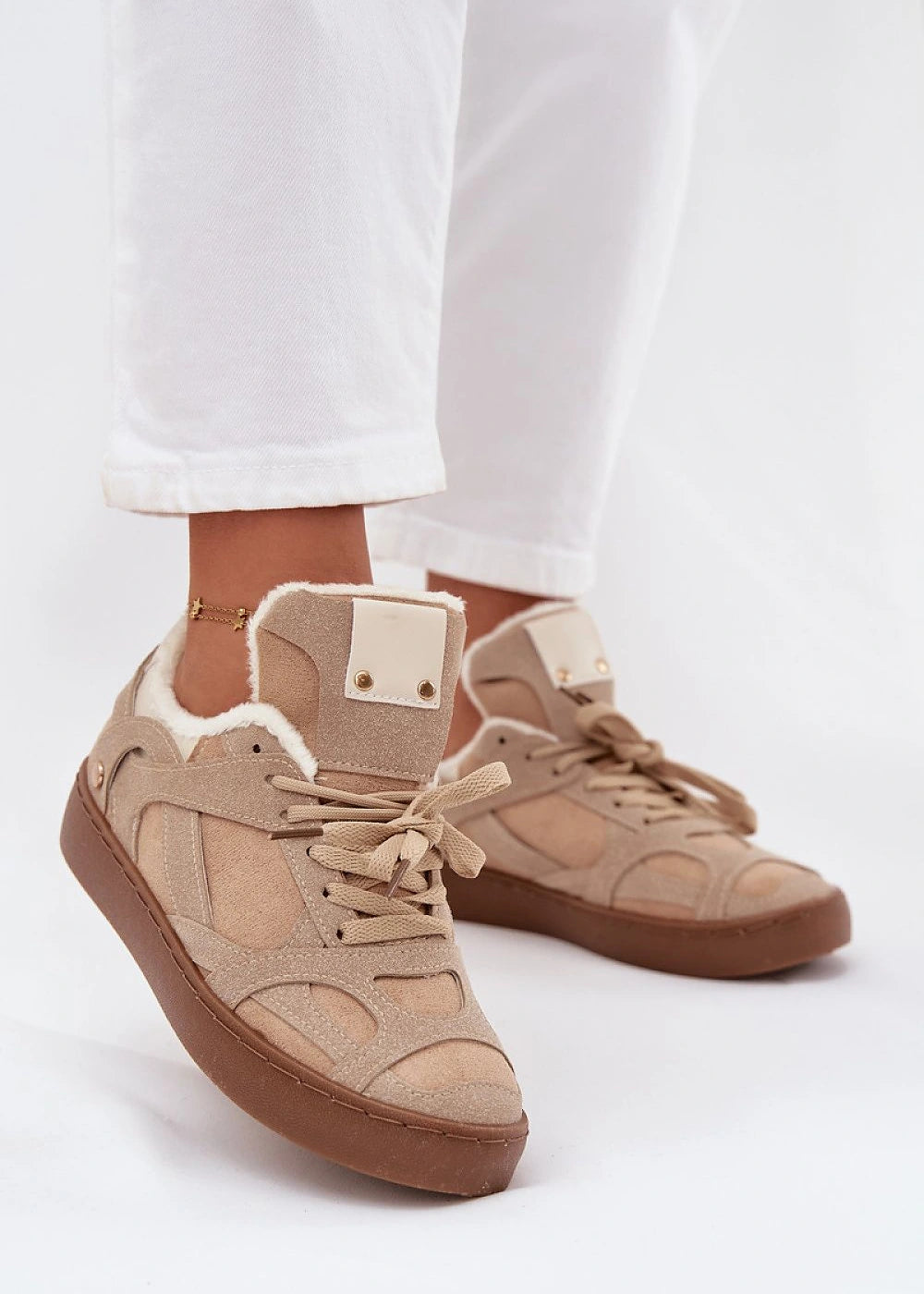 Eco suede fur lined sports shoes