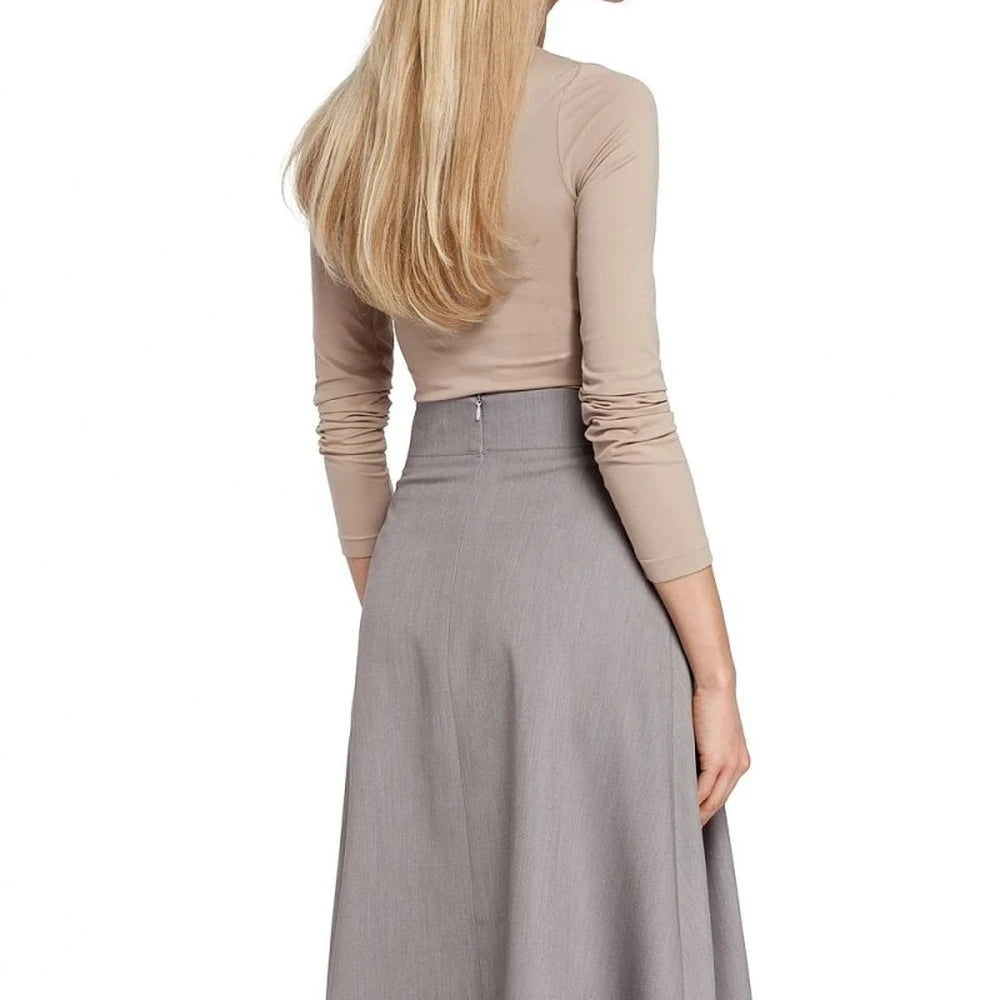 Knee-Length Flared Skirt with Pockets