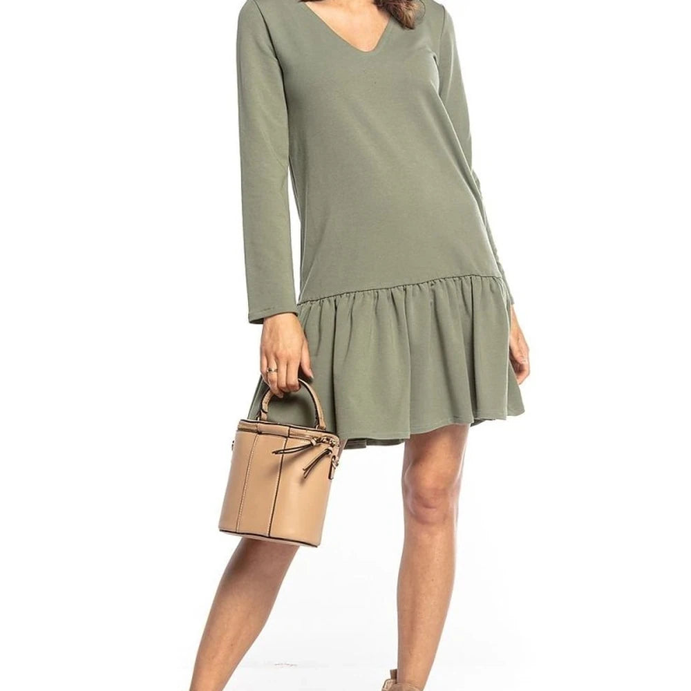 Sporty Midi Sweatshirt Dress with Frill