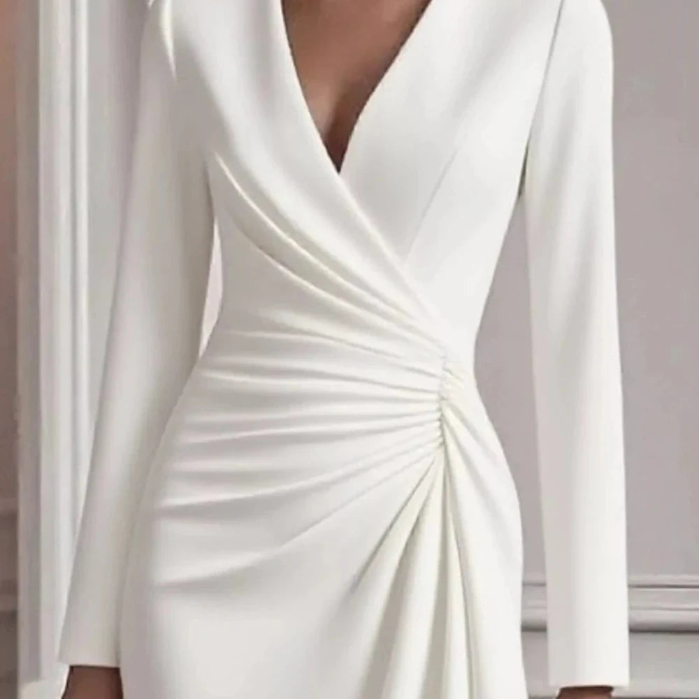 Ruched Surplice Long Sleeve Dress
