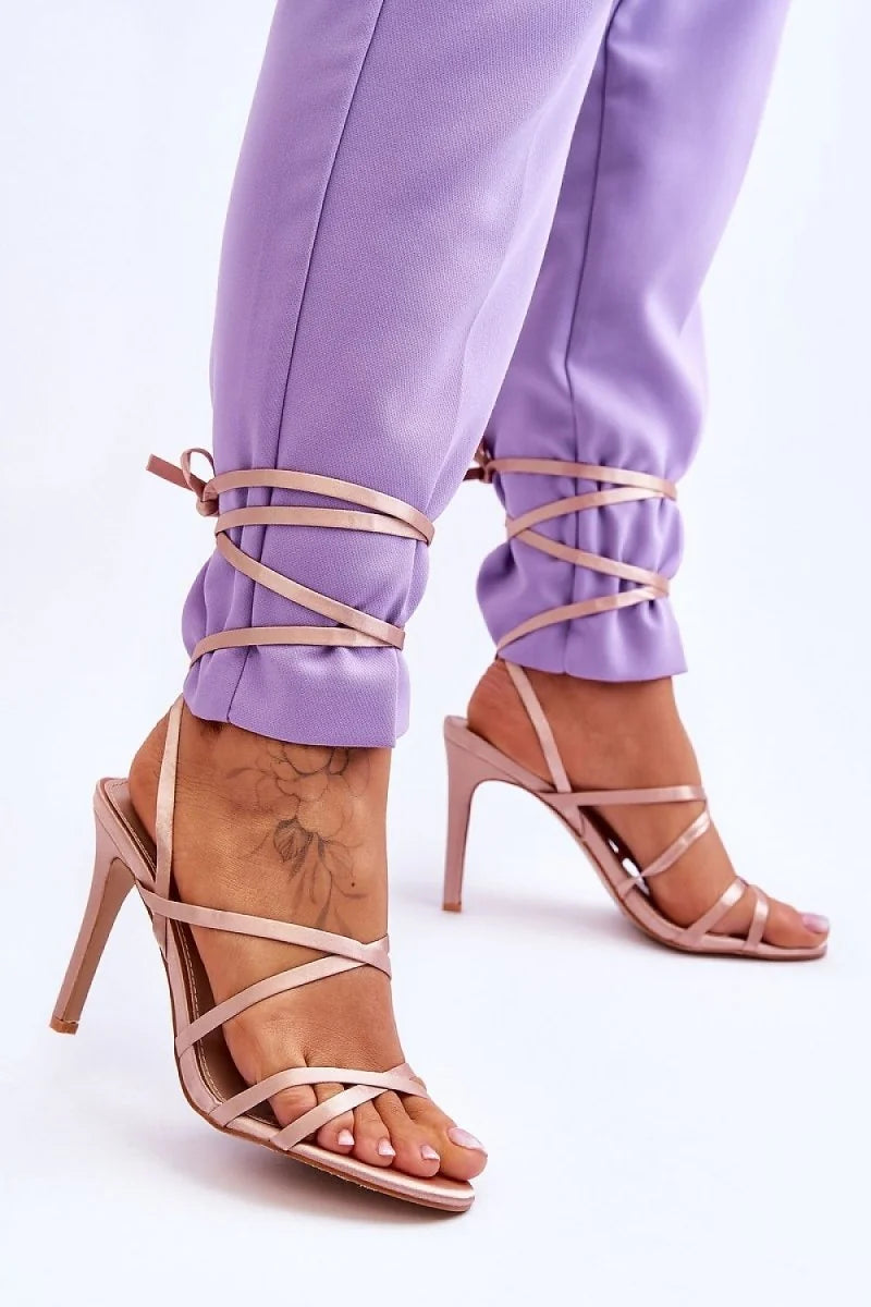 Strappy Stiletto Sandals with Ankle Tie