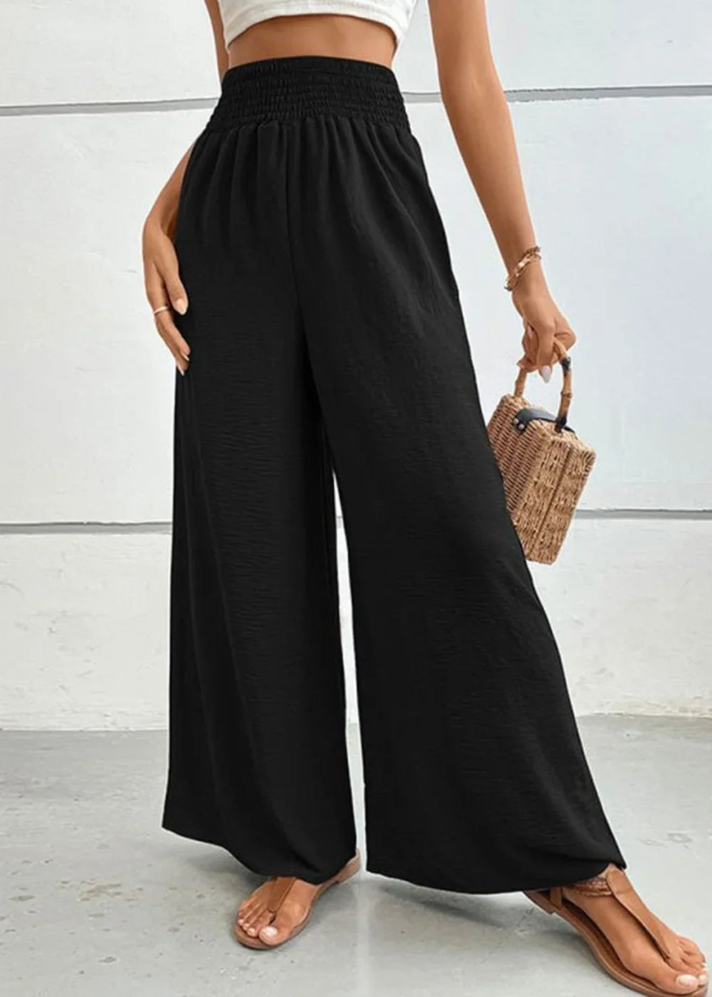 Black flared wide-leg pants