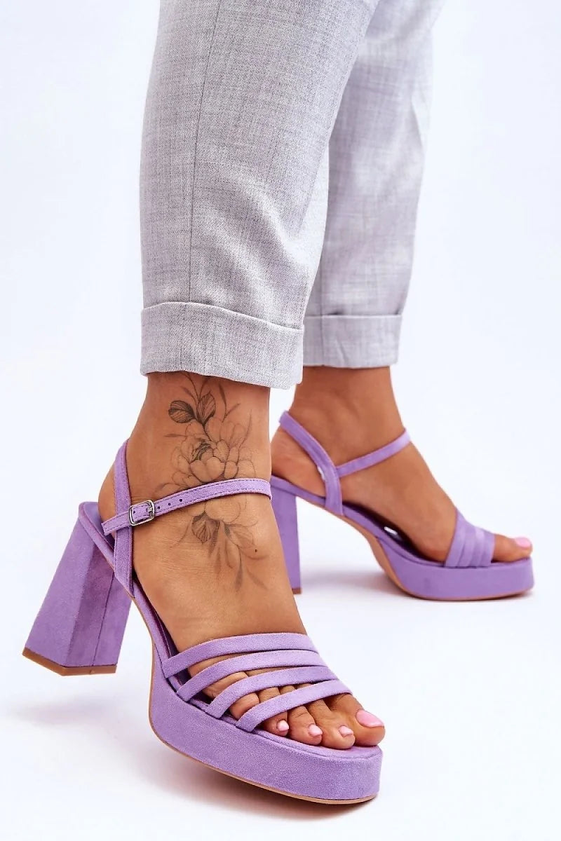 Platform Heel Sandals with Buckle Strap